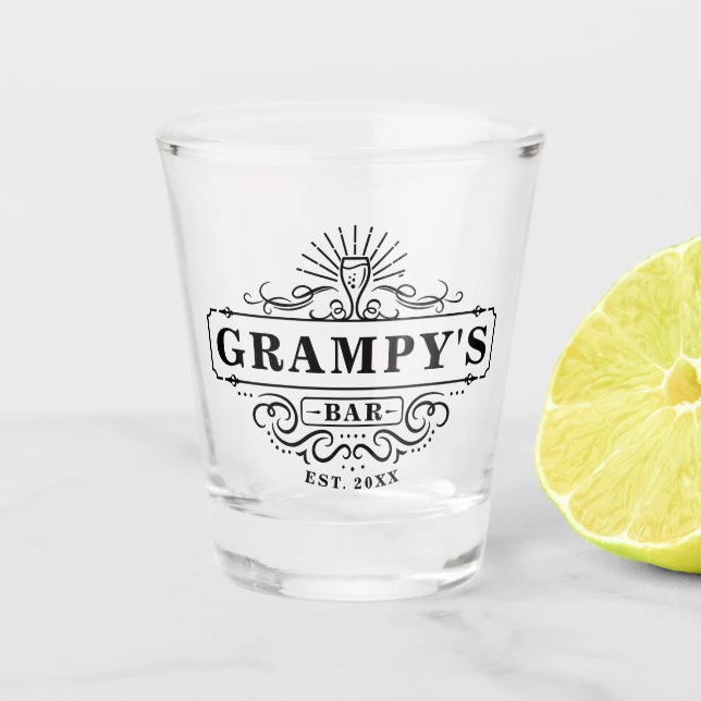 Verre A Shot Custom Grampy's Bar Année de création (Devant)