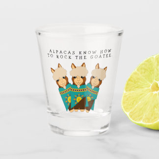 Verre A Shot Cute Alpacas Chèvres Rocheuses et Serapes Turquois