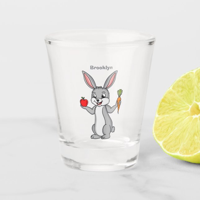 Verre A Shot Cute bunny rabbit with vegetables (Devant)