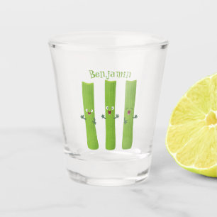 Verre A Shot Cute céleri bâtons trio caricature légumes
