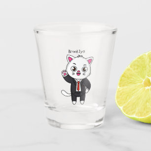 Verre A Shot Cute chaton chat en costume d'affaires dessin anim