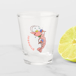 Verre A Shot Cute happy shrimp, prawn cartoon