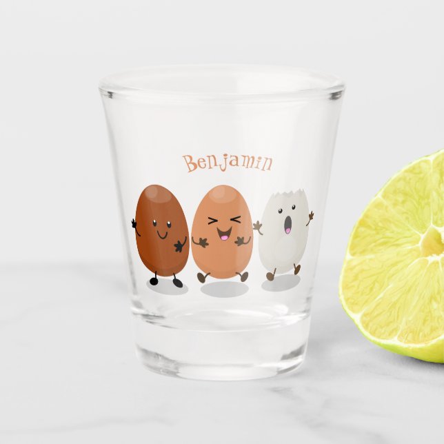 Verre A Shot Cute kawaii oeufs humoristique dessin animé (Devant)