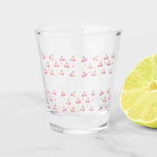 Verre A Shot Cute Pastel Pink Cherry Pattern Shot Glass