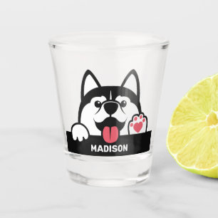 Verre A Shot Cute Siberian Husky nom personnalisé