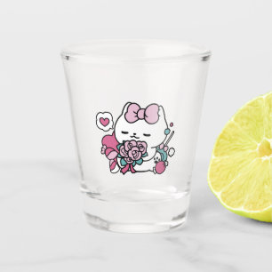 Verre A Shot Cute Valentine's Cat Design - Feline the Love