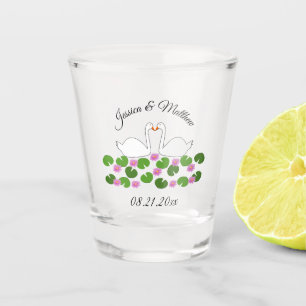 Verre A Shot Cygnes blancs et nénuphars Mariage Personnalisé