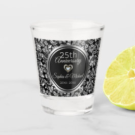 Verre A Shot Damas noir et argent 25e anniversaire