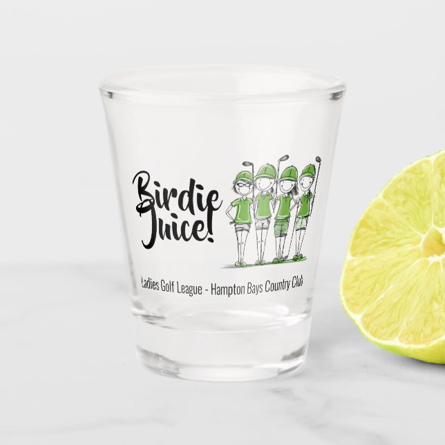 Verre A Shot Dames Customisées Golf League Birdie Shot Glass (Devant)