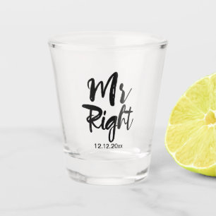 Verre A Shot Date de Mariage de M. Right Personnalisée