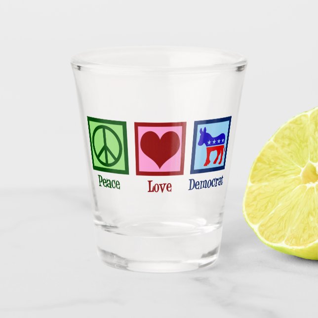 Verre A Shot Démocrate Peace Love (Devant)