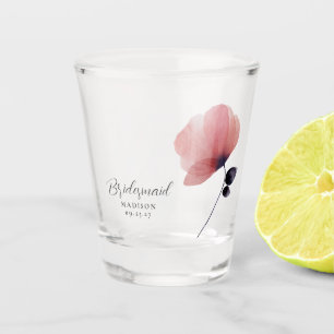Verre A Shot Demoiselle d'honneur aquarelle rouge saumon pavot 