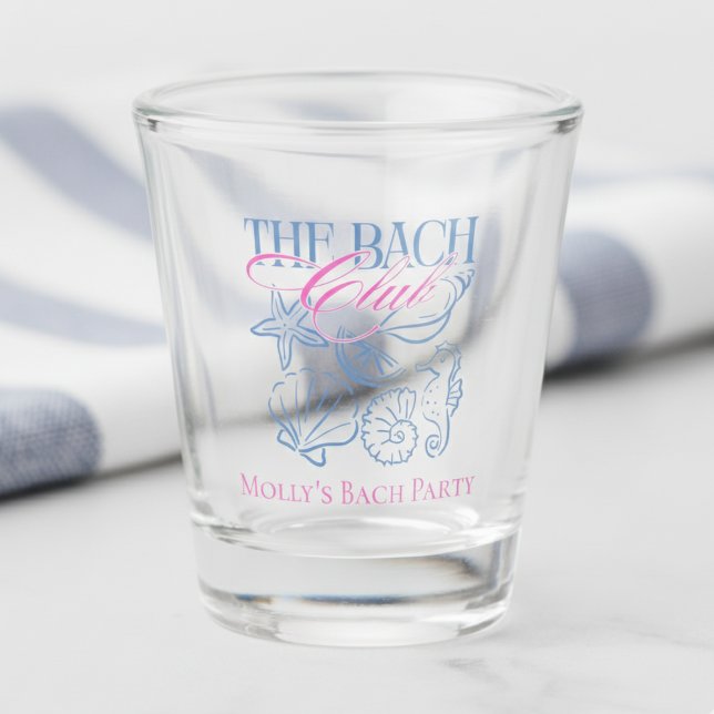 Verre A Shot Demoiselles d'honneur de Coquillages Côtiers (Cheers to the bride-to-be with this Coastal “Bach Club” Bachelorette Shot Glass!)