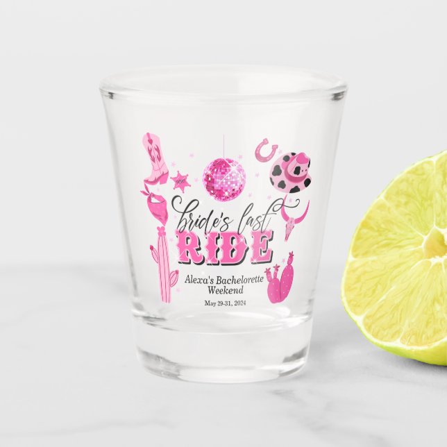 Verre A Shot Dernière balade de la mariée Bachelorette fêté ver (Devant)