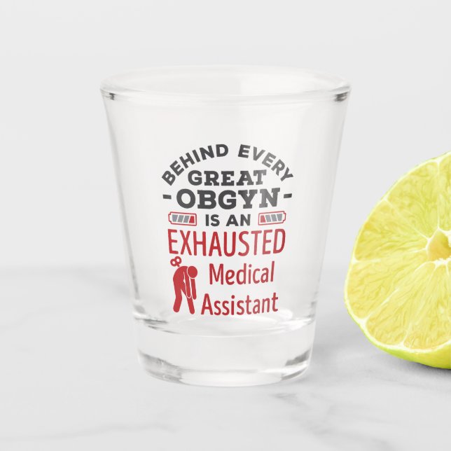 Verre A Shot Derrière le grand OBGYN Exhausted Médicale Assista (Devant)