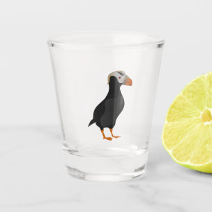Verre A Shot Dessin à carreaux de puffin dressé