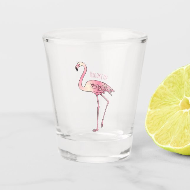Verre A Shot dessin animé d'oiseau Flamant rose (Devant)