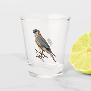 Verre A Shot dessin animé d'oiseau-kestrel américain