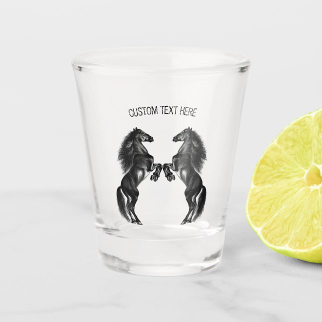 Verre A Shot Dessin de Chevaux sauvages noirs droits - Ajouter  (Devant)