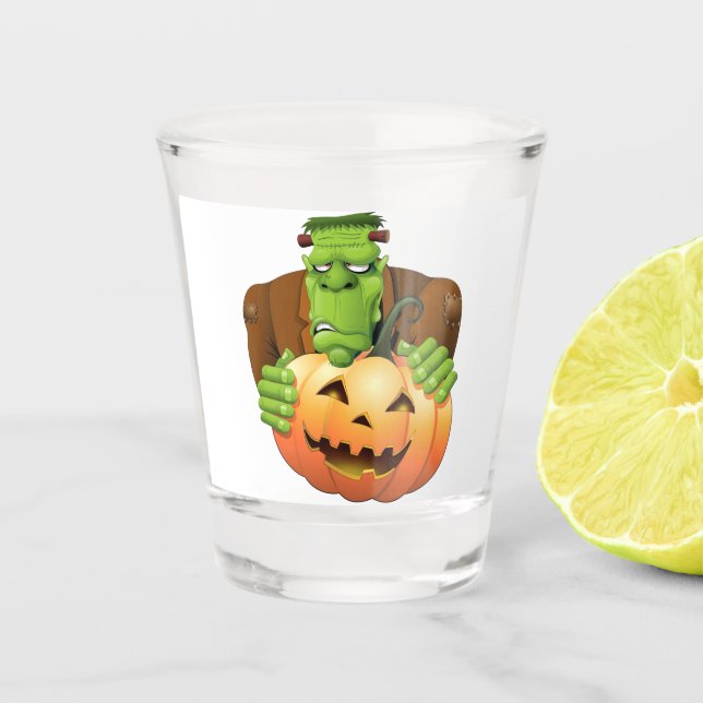 Verre A Shot Dessin de Frankenstein Monster avec Citrouille (Devant)