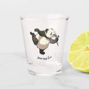 Verre A Shot Dessin de Panda Blissant Fleurs de fleurs