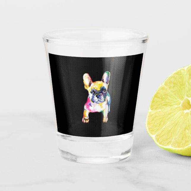 Verre A Shot Dessin Français Bulldog original aquarelle (Devant)