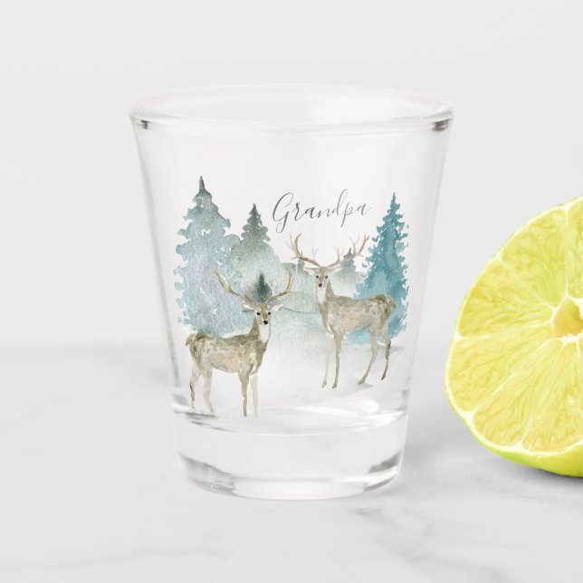 Verre A Shot Deux cerfs-volants personnalisés dans le bois (Devant)