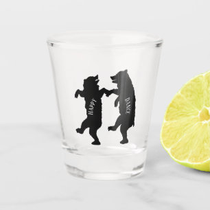 Verre A Shot Deux joyeux Danse Ours Noirs Danse Ensemble