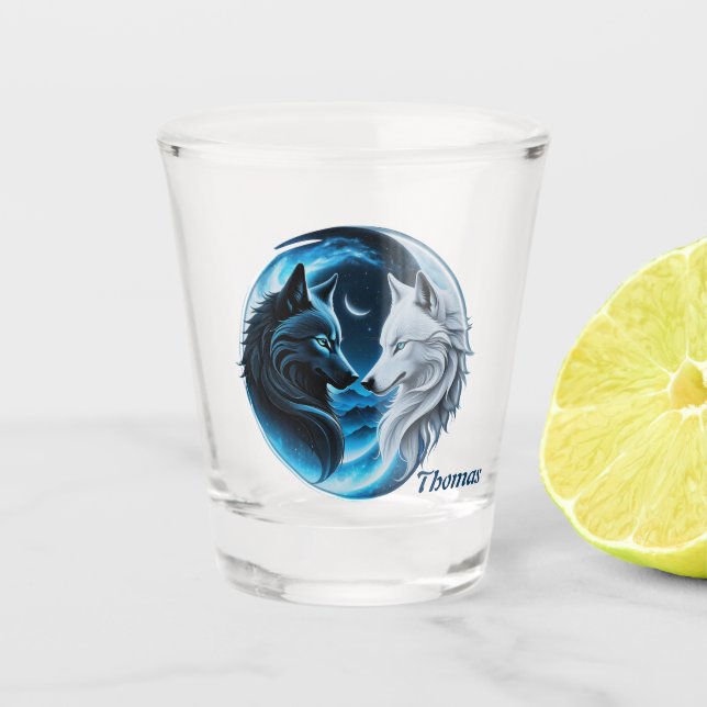 Verre A Shot Deux têtes de loup majestueuses (Devant)