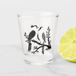 Verre A Shot Deux tourterelles Pochoir découpé Style Rétro 7
