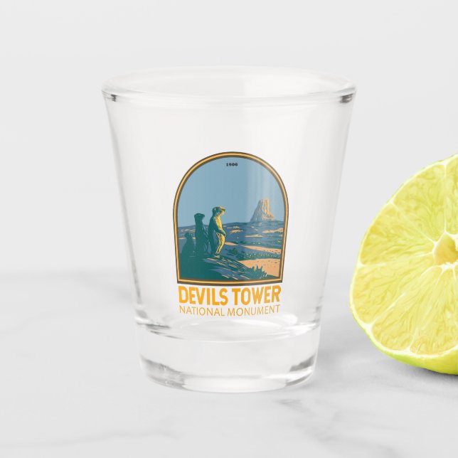 Verre A Shot Devils Tower Monument national Prairie Chien Vinta (Devant)