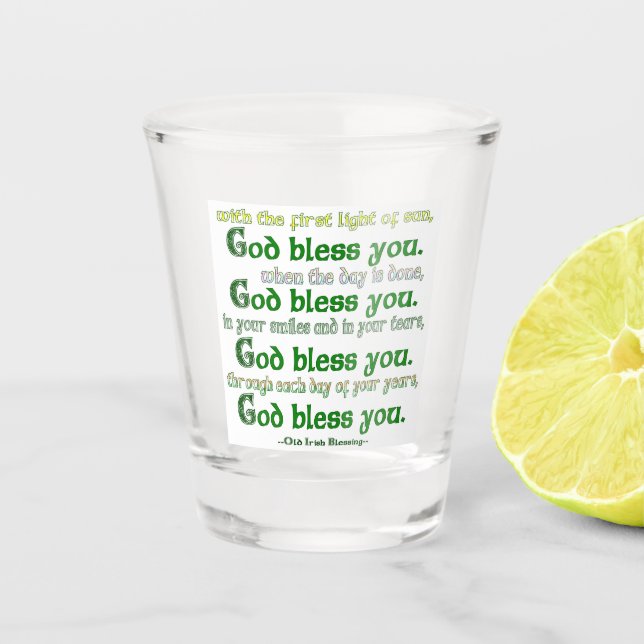 Verre A Shot Dieu te bénisse, bénédiction irlandaise (Devant)