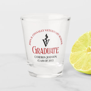 Verre A Shot Diplôme de l'école vétérinaire rouge personnalisé