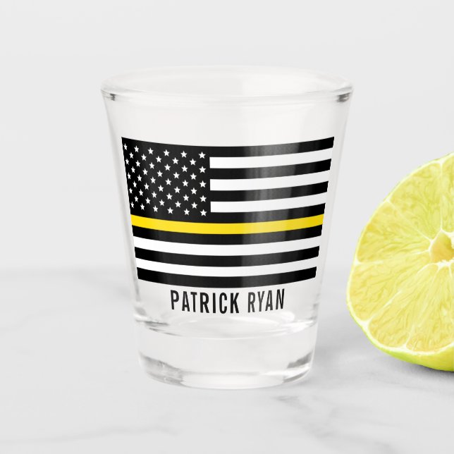 Verre A Shot Dispatcher Thin Yellow Line American Flag Ajouter  (Devant)
