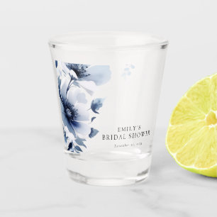 Verre A Shot Douce Soirée de Fiançailles Fleurie Bleu Marine