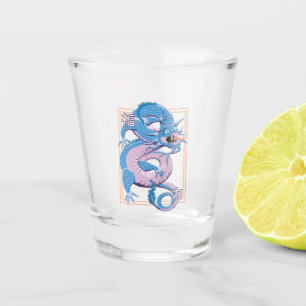 Verre A Shot Dragon bleu chinois