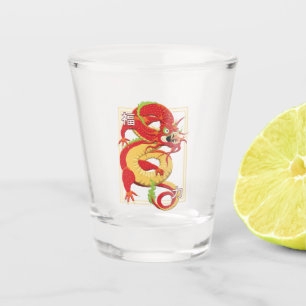 Verre A Shot Dragon chinois rouge