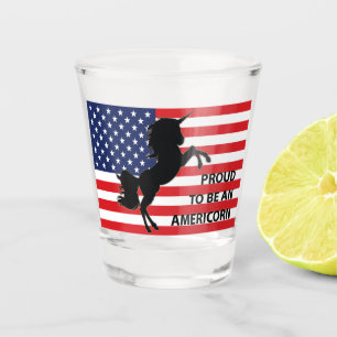 Verre A Shot Drapeau 4 juillet américain patriotique Unicorne É