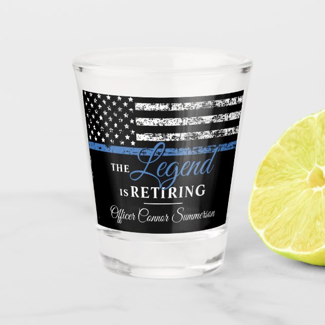 Verre A Shot Drapeau américain de la Ligne Bleue Mince (Devant)