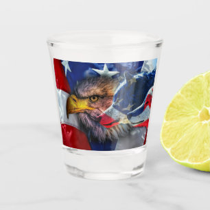 Verre A Shot Drapeau américain de loup d'aigle chauve Patriotiq