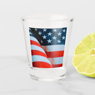 Verre A Shot Drapeau américain rouge blanc et bleu
