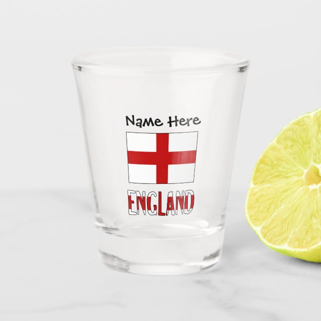Verre A Shot Drapeau anglais avec votre nom Tiré (Devant)