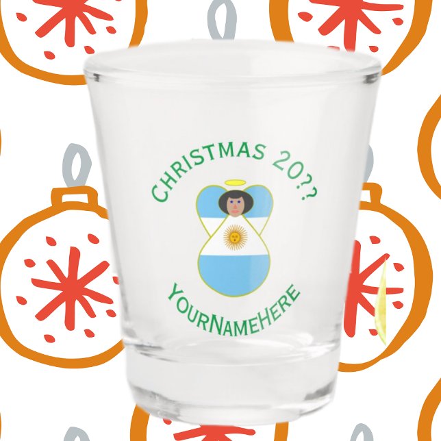 Verre A Shot Drapeau argentin Ange de Noël Personnalisé (Créateur téléchargé)