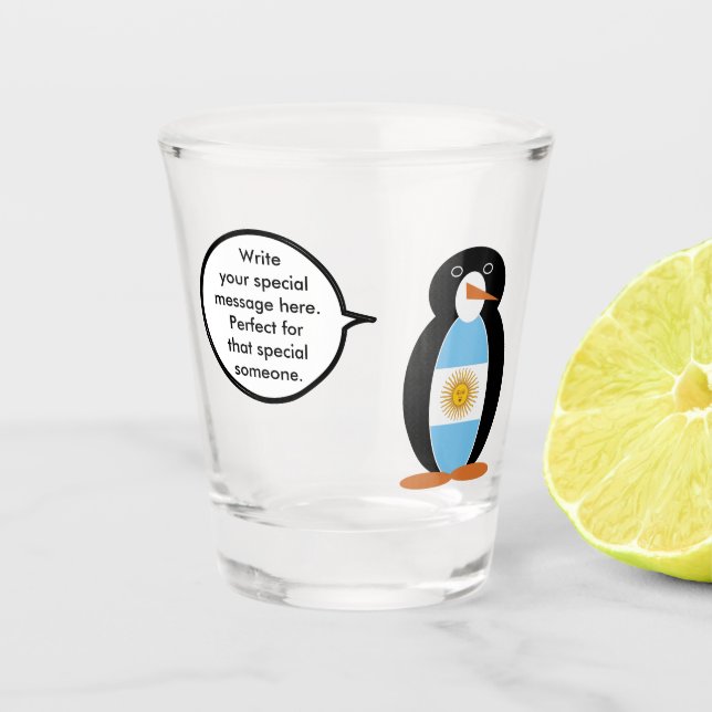 Verre A Shot Drapeau argentin Parlant Mme Penguin Tirage De Ver (Devant)