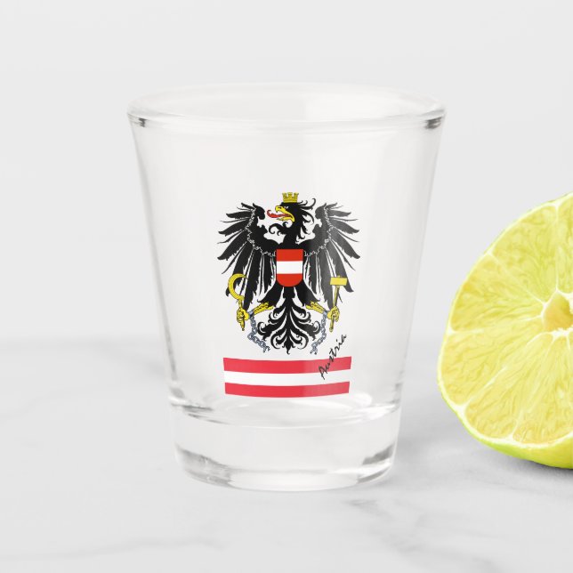 Verre A Shot Drapeau autrichien & Pays d'Autriche patriote / sp (Devant)