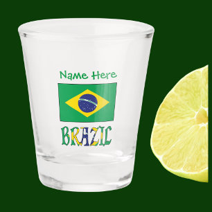 Verre A Shot Drapeau brésilien vert personnalisé du Brésil