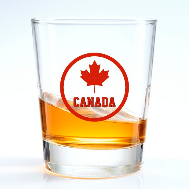 Verre A Shot Drapeau canadien rouge et blanc du Canada (canada canadian flag maple leaf circle shot glass)