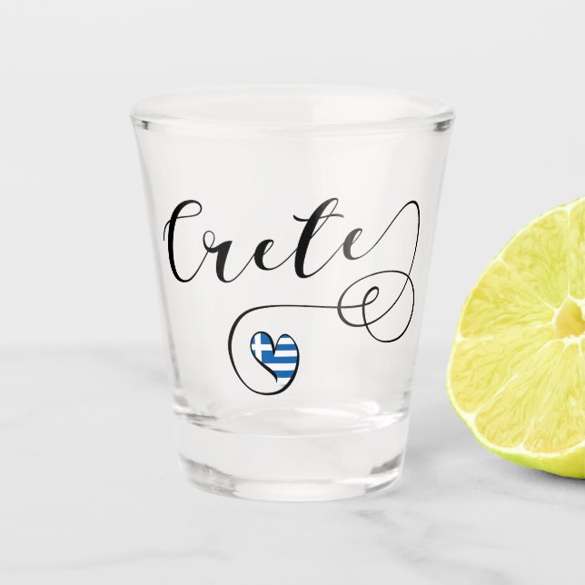 Verre A Shot Drapeau cardiaque en Crète, Grèce, Crétois (Devant)