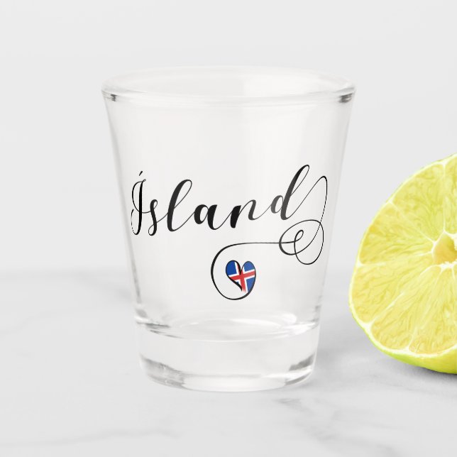 Verre A Shot Drapeau cardiaque Islande Ísland (Devant)