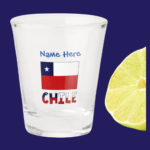 Verre A Shot Drapeau chilien personnalisation bleue 